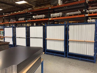 Freezer doors for large appliance OEM in Kan Ban crates; designed for Salvagnini P4 automated forming.